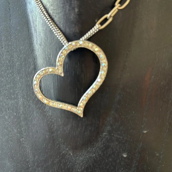 Silver rhinestone mixed chain statement necklace - Picture 9 of 9